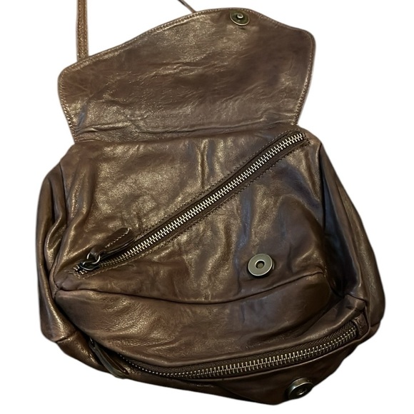 ARZA New York Boho Chocolate Brown Leather Crossbody Medium Expandable Fold - Picture 5 of 8